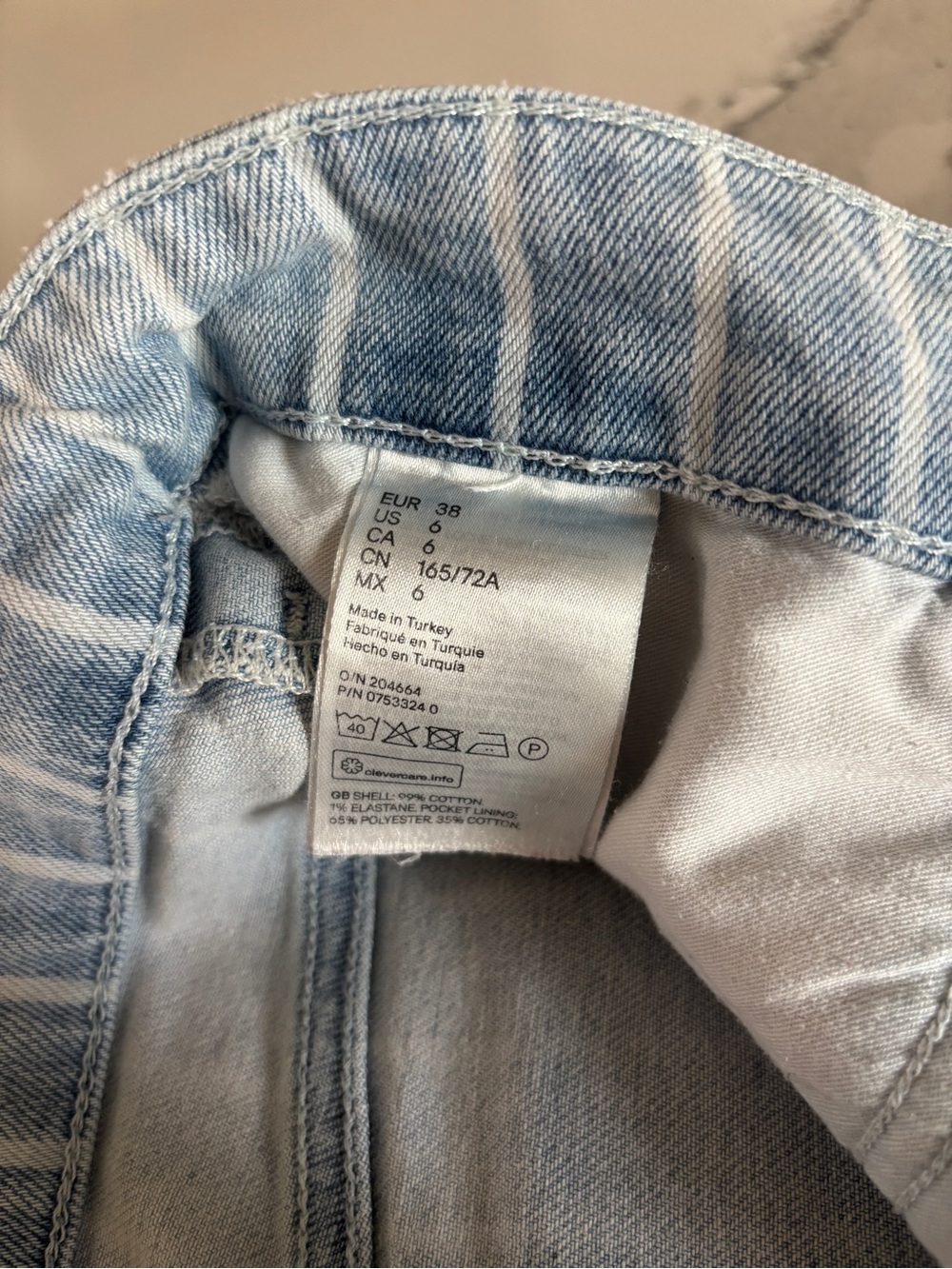 Striped Light Blue Women's Denim Shorts - Picture 6 of 10